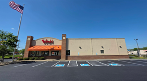 Restaurant exterior with freshly sealed lot