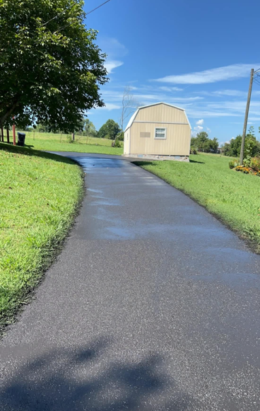 Freshly sealcoated residential driveway